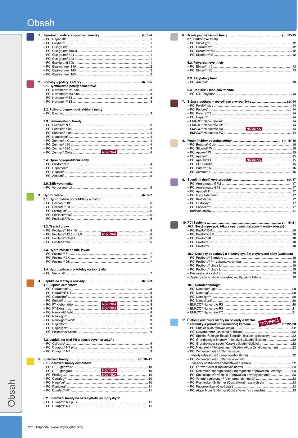 .. 3 PCI Novoment M3 plus... 3 PCI Novoment Z1... 3 PCI Novoment Z3... 3 2.2. Pojivo pro epoxidové stěrky a malty PCI auharz... 3 2.3. Samonivelační hmoty PCI Periplan N 10... 3 PCI Periplan plus.