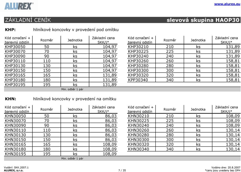 180 ks 131,89 KPP30340 340 ks 158,81 KHP30195 195 ks 131,89 Min.