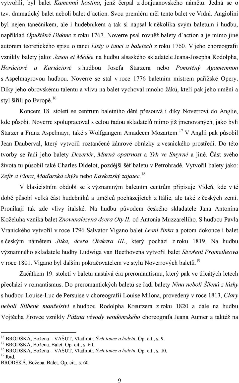 Noverre psal rovněž balety d action a je mimo jiné autorem teoretického spisu o tanci Listy o tanci a baletech z roku 1760.