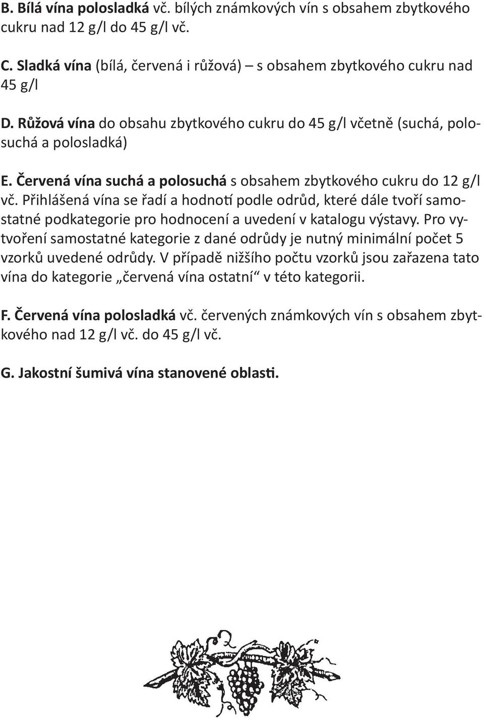 Přihlášená vína se řadí a hodno podle odrůd, které dále tvoří samostatné podkategorie pro hodnocení a uvedení v katalogu výstavy.