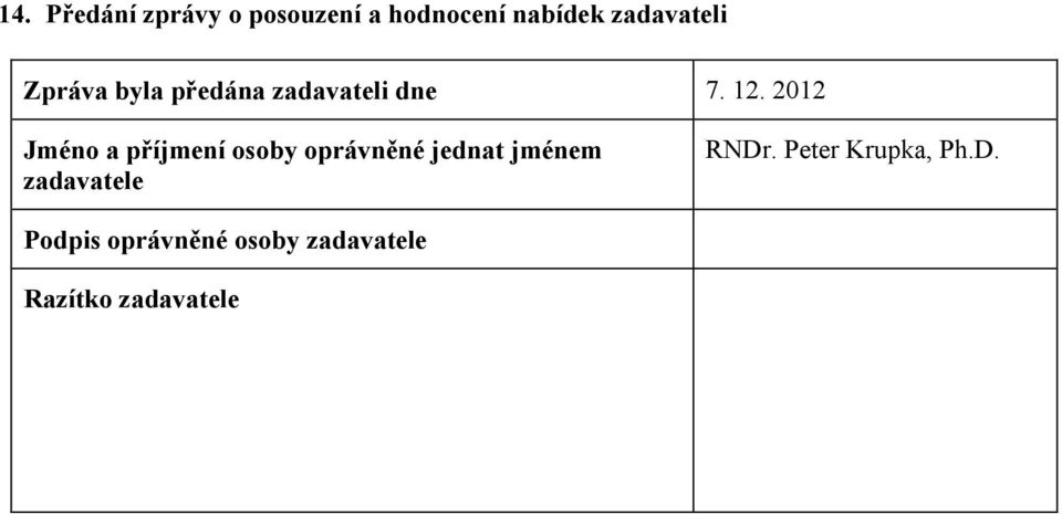 2012 Jméno a příjmení osoby oprávněné jednat jménem