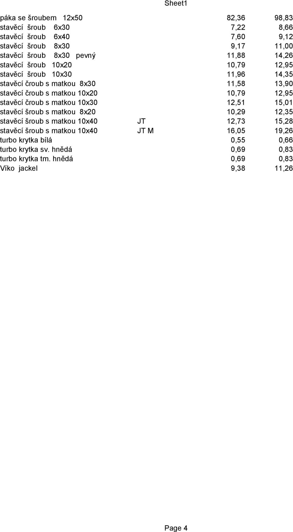 10,79 12,95 stavěcí čroub s matkou 10x30 12,51 15,01 stavěcí šroub s matkou 8x20 10,29 12,35 stavěcí šroub s matkou 10x40 JT 12,73 15,28 stavěcí