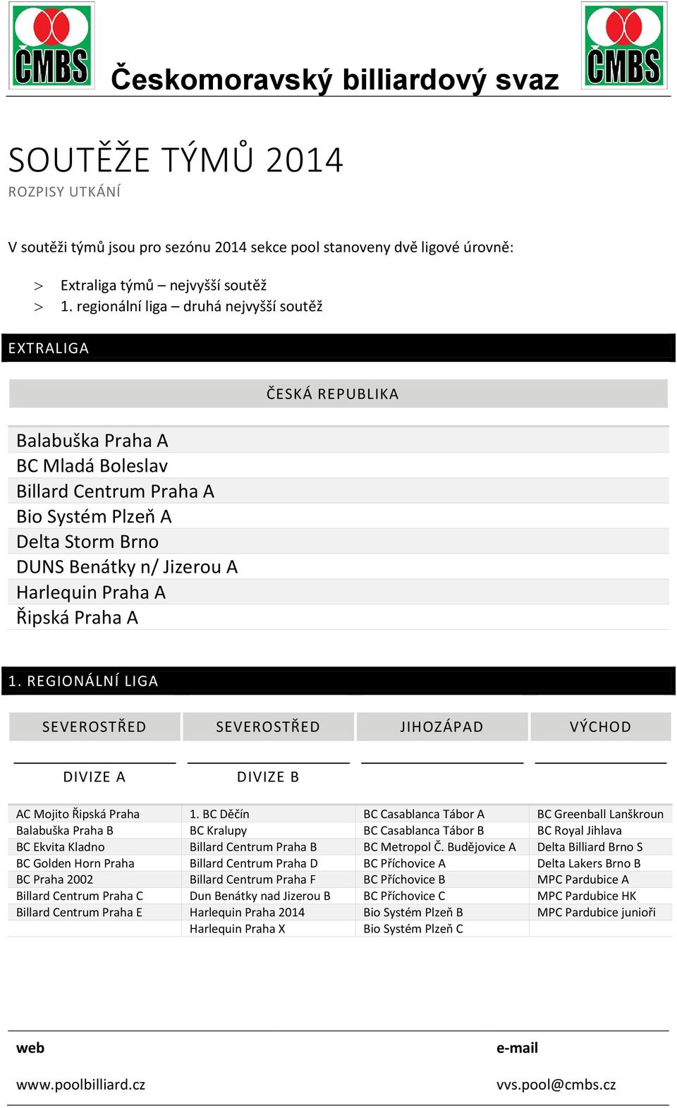 regionální liga druhá nejvyšší soutěž EXTRALIGA ČESKÁ REPUBLIKA Delta Storm Brno DUNS Benátky n/ Jizerou A 1.