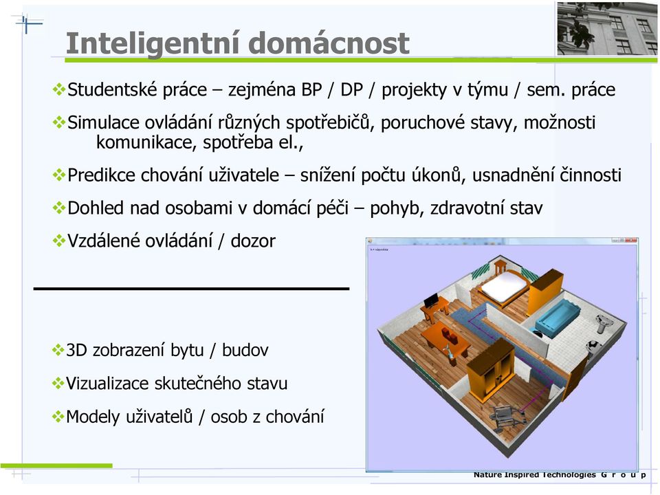 , Predikce chování uživatele snížení počtu úkonů, usnadnění činnosti Dohled nad osobami v domácí péči