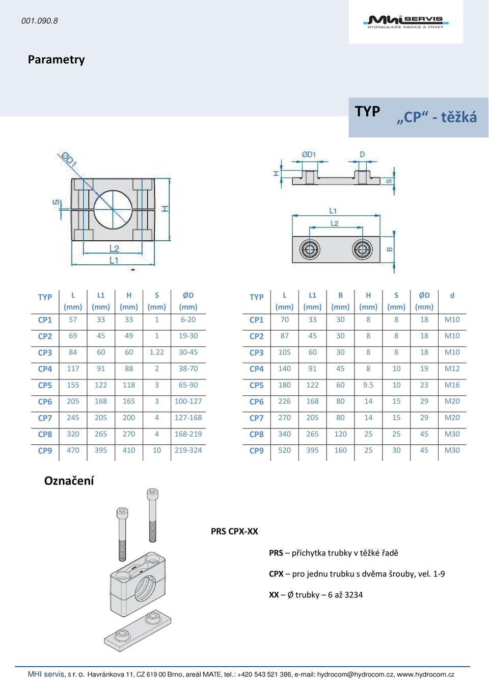 219-324 L B ØD CP1 70 33 30 8 8 18 M10 CP2 87 45 30 8 8 18 M10 CP3 105 60 30 8 8 18 M10 CP4 140 91 45 8 10 19 M12 CP5 180 122 60 9.