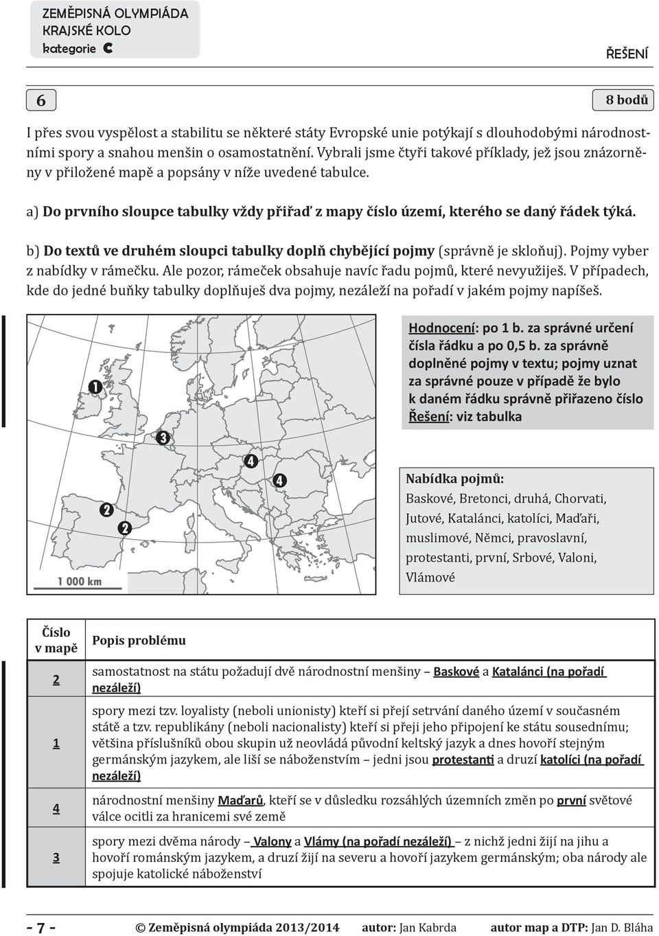 b) Do textů ve druhém sloupci tabulky doplň chybějící pojmy (správně je skloňuj). Pojmy vyber z nabídky v rámečku. Ale pozor, rámeček obsahuje navíc řadu pojmů, které nevyužiješ.