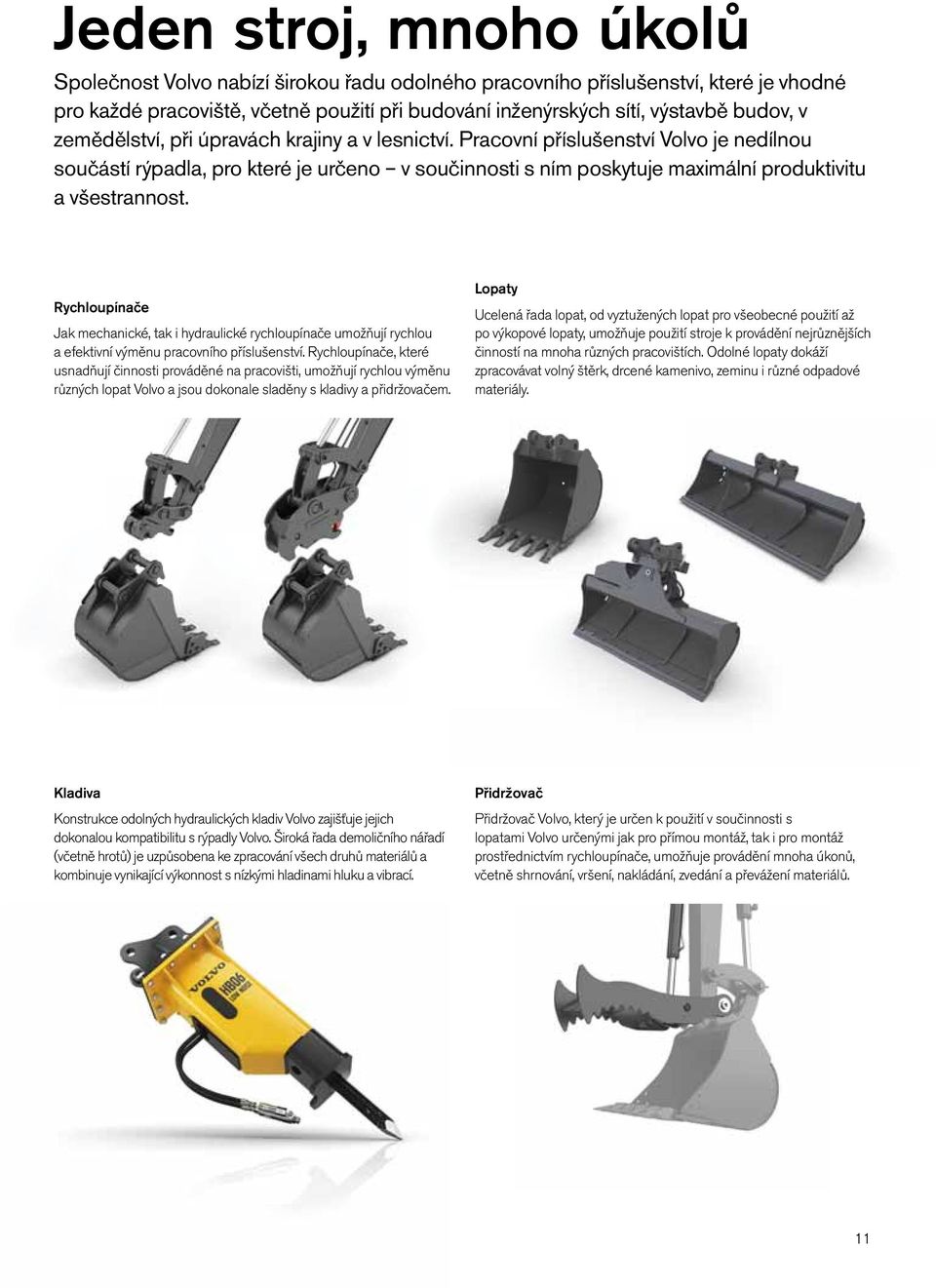 Rychloupínače Jak mechanické, tak i hydraulické rychloupínače umožňují rychlou a efektivní výměnu pracovního příslušenství.