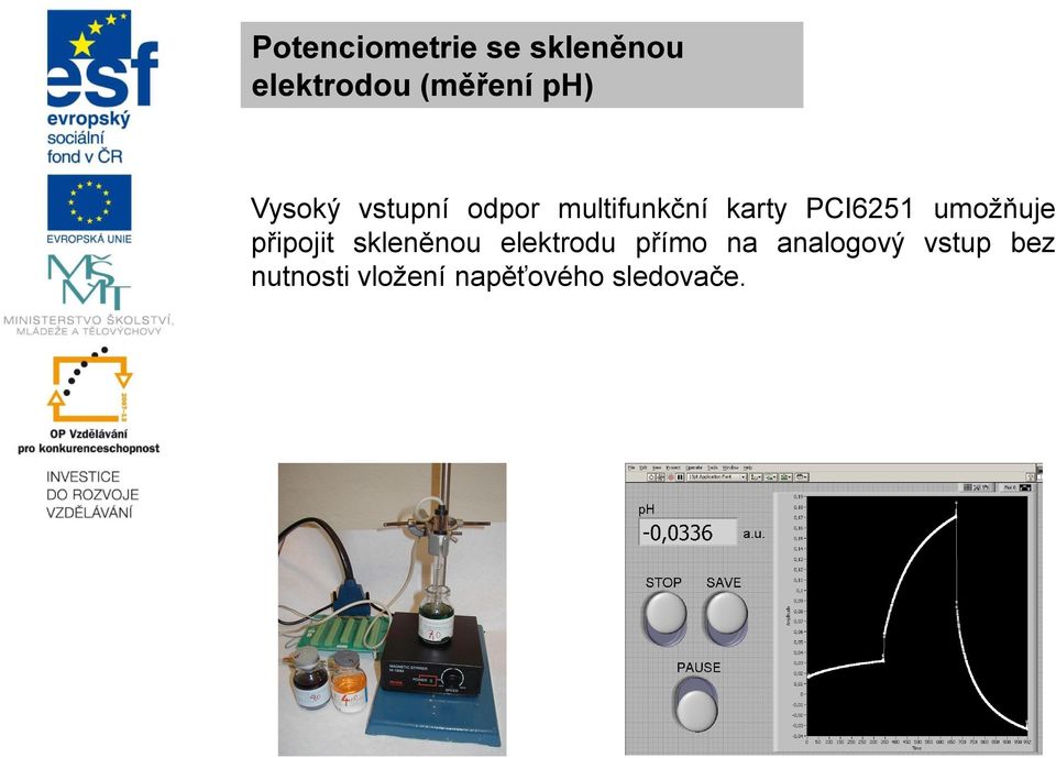 umožňuje připojit skleněnou elektrodu přímo na