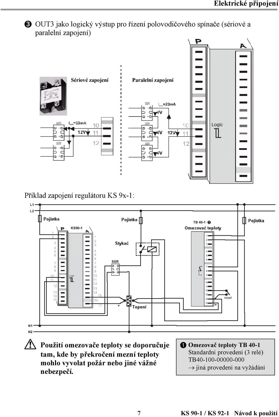 doporučuje tam, kde by překročení mezní teploty mohlo vyvolat požár nebo jiné vážné nebezpečí.