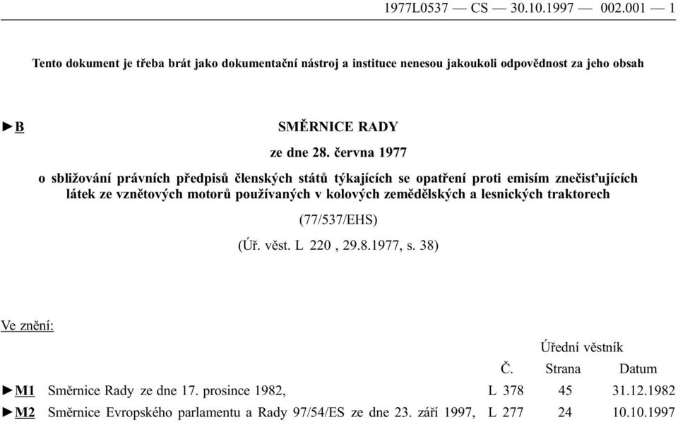 června 1977 o sbližování právních předpisů členských států týkajících se opatření proti emisím znečisťujících látek ze vznětových motorů používaných v