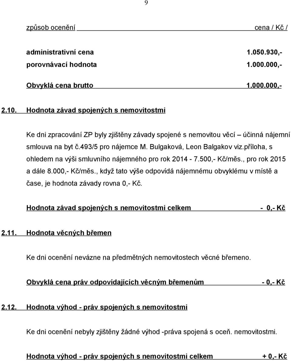 příloha, s ohledem na výši smluvního nájemného pro rok 2014-7.500,- Kč/měs., pro rok 2015 a dále 8.000,- Kč/měs.