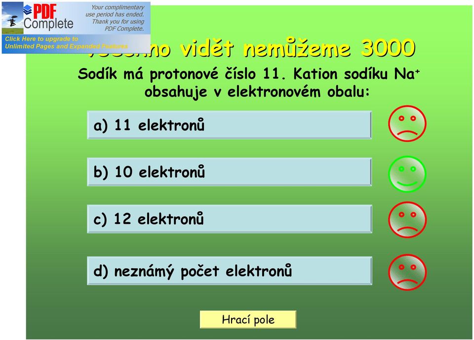 Kation sodíku Na + obsahuje v elektronovém