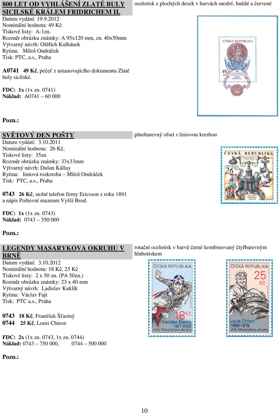 FDC: 1x (1x zn. 0741) Náklad: A0741 60 000 SVĚTOVÝ DEN POŠTY Datum vydání: 3.10.
