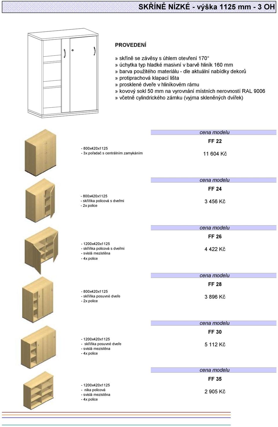 3 456 Kč - 1200x420x1125 - skříňka policová s dveřmi FF 26 4 422 Kč - 800x420x1125 - skříňka posuvné dveře FF