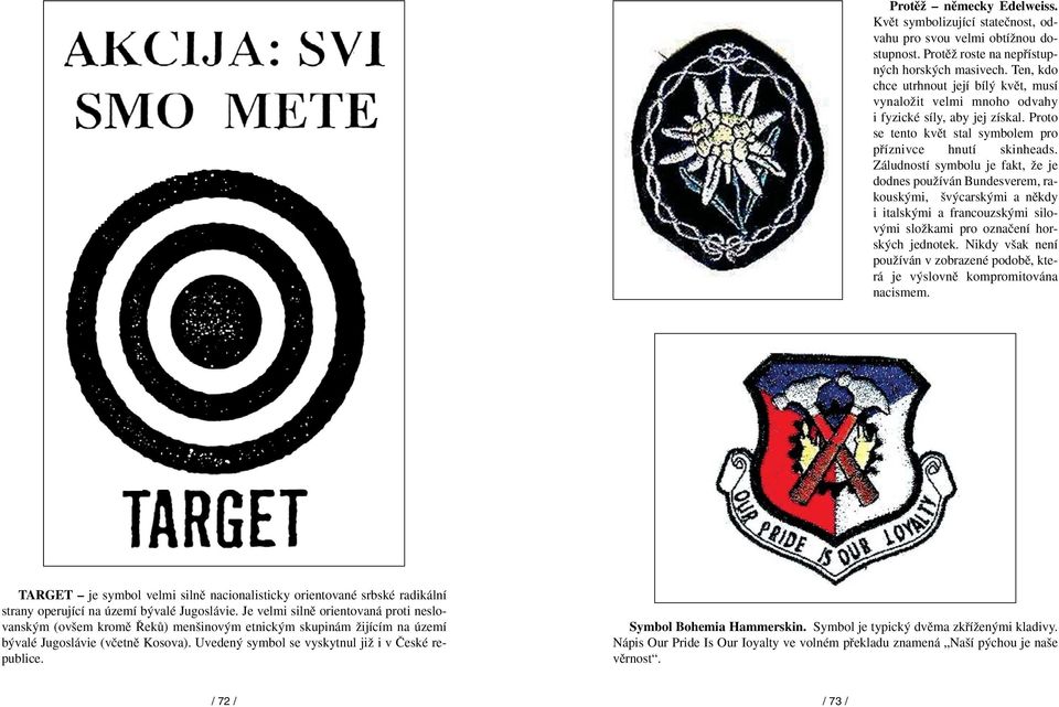 Záludností symbolu je fakt, Ïe je dodnes pouïíván Bundesverem, rakousk mi, v carsk mi a nûkdy i italsk mi a francouzsk mi silov mi sloïkami pro oznaãení horsk ch jednotek.