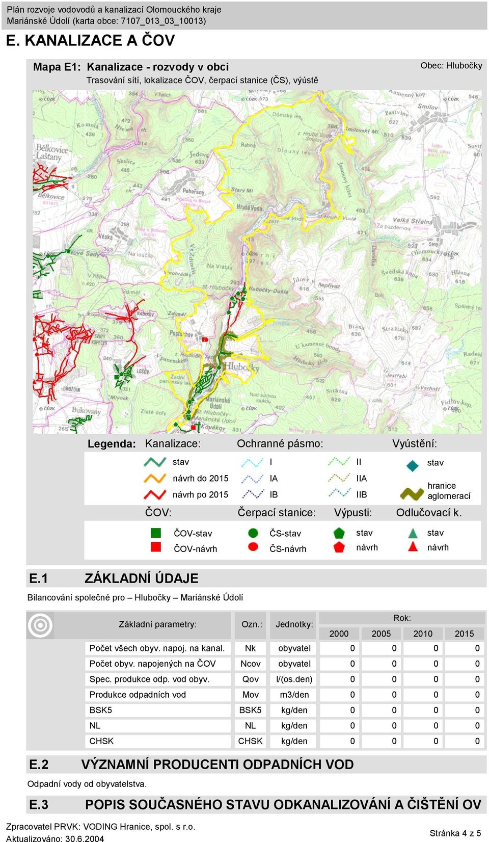 2 VÝZNAMNÍ PRODUCENTI ODPADNÍCH VOD Odpadní vody od obyvatelstva. Základní parametry: Ozn.: Jednotky: 2000 2005 2010 2015 Počet všech obyv. napoj. na kanal. Nk obyvatel 0 0 0 0 Počet obyv.