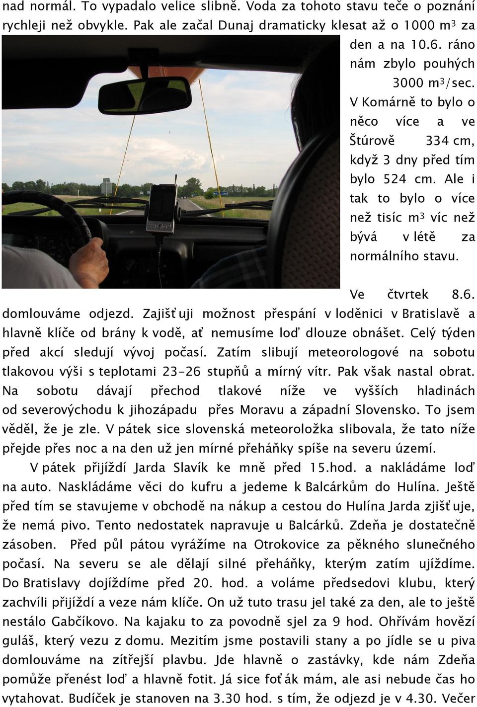 Ale i tak to bylo o více než tisíc m 3 víc než bývá v létě za normálního stavu. Ve čtvrtek 8.6. domlouváme odjezd.