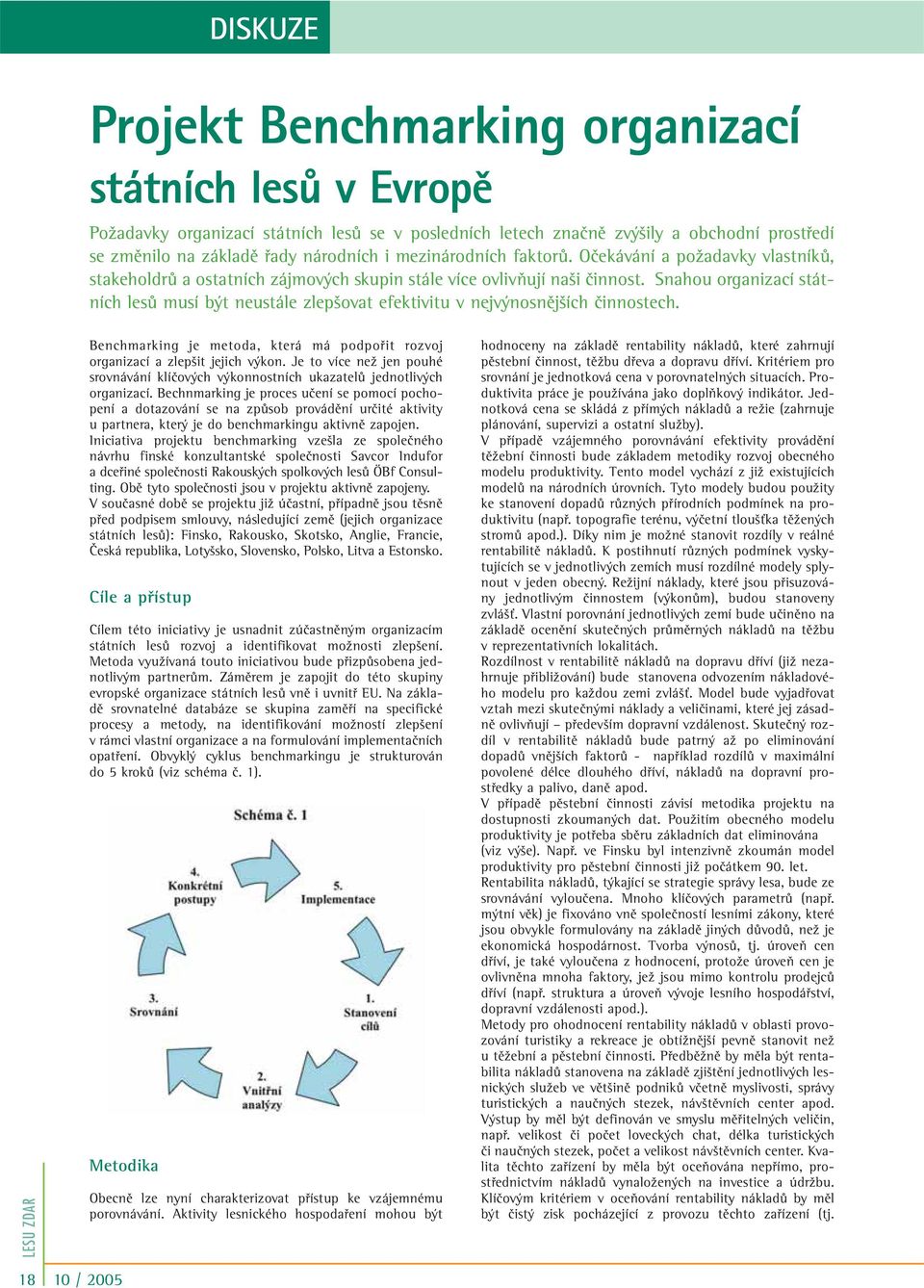 Snahou organizací státních lesû musí b t neustále zlep ovat efektivitu v nejv nosnûj ích ãinnostech. Benchmarking je metoda, která má podpofiit rozvoj organizací a zlep it jejich v kon.