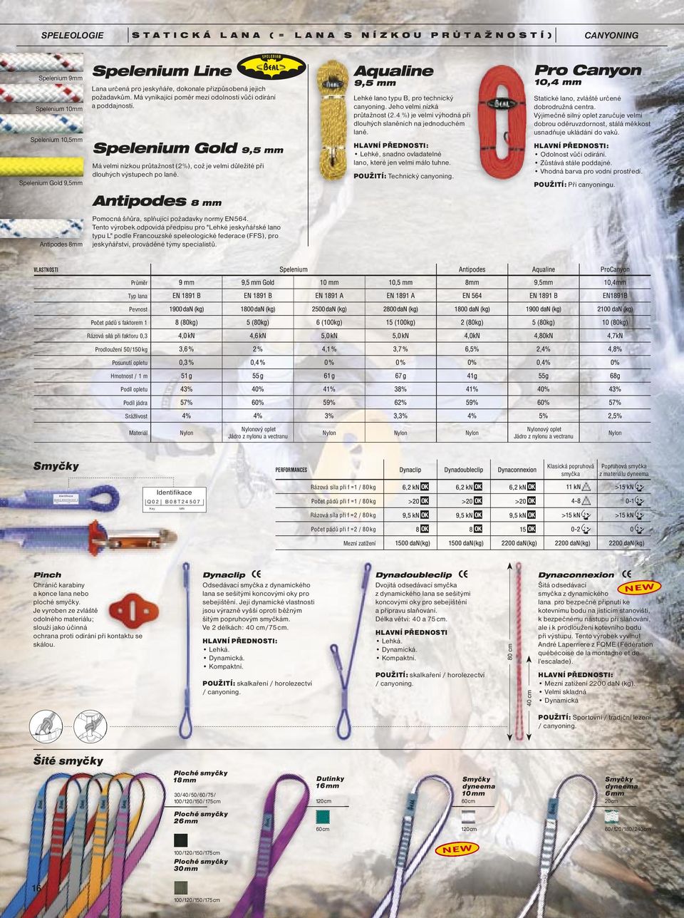 Má velmi nízkou průtažnost (2%), což je velmi důležité při dlouhých výstupech po laně. Lehké lano typu B, pro technický canyoning. Jeho velmi nízká průtažnost (2.