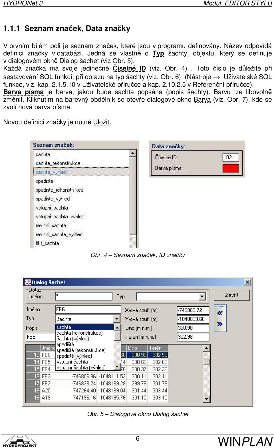 Toto číslo je důležité při sestavování SQL funkcí, při dotazu na typ šachty (viz. Obr. 6) (Nástroje Uživatelské SQL funkce, viz. kap. 2.1.5.10 v Uživatelské příručce a kap. 2.10.2.5 v Referenční příručce).