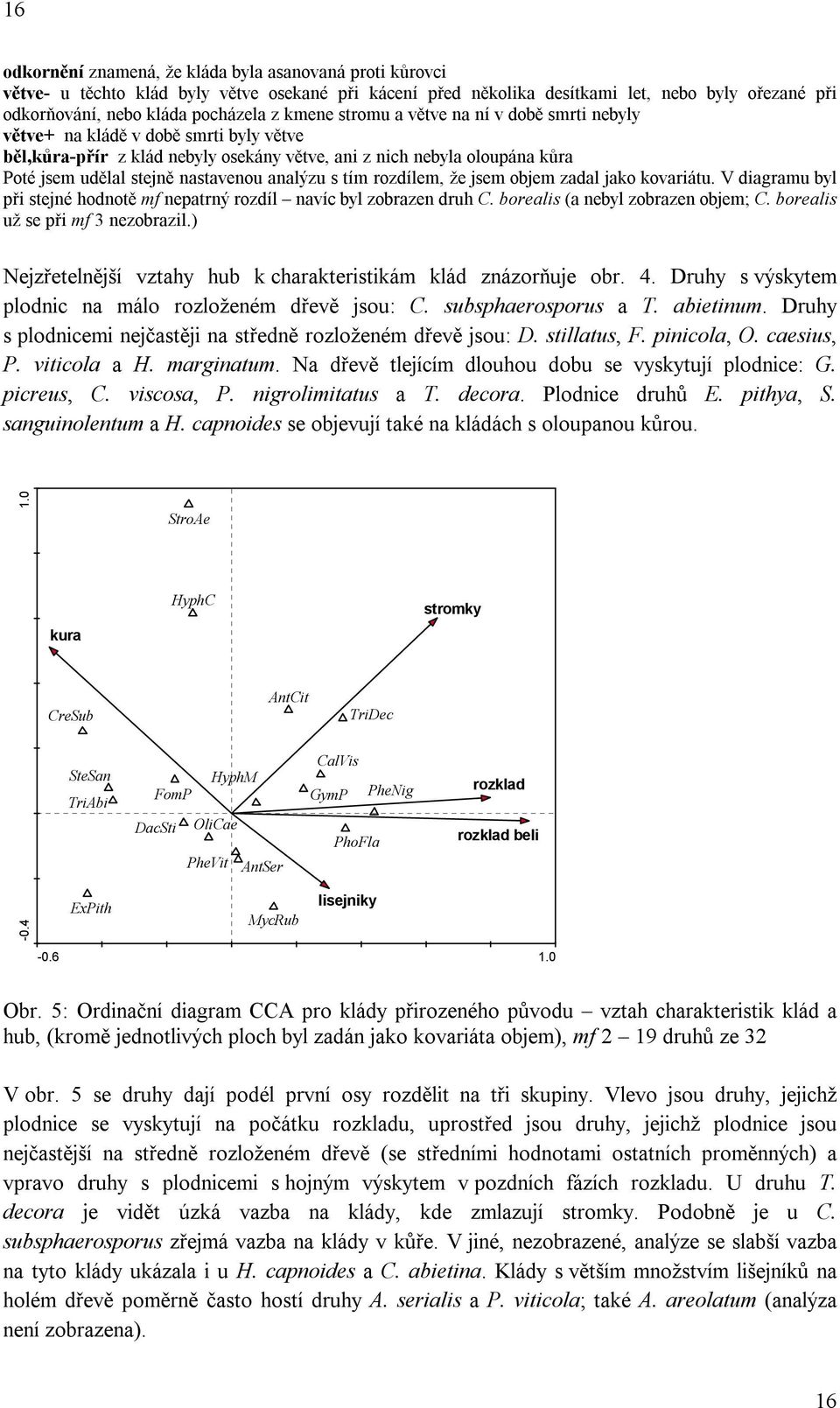 analýzu s tím rozdílem, že jsem objem zadal jako kovariátu. V diagramu byl při stejné hodnotě mf nepatrný rozdíl navíc byl zobrazen druh C. borealis (a nebyl zobrazen objem; C.