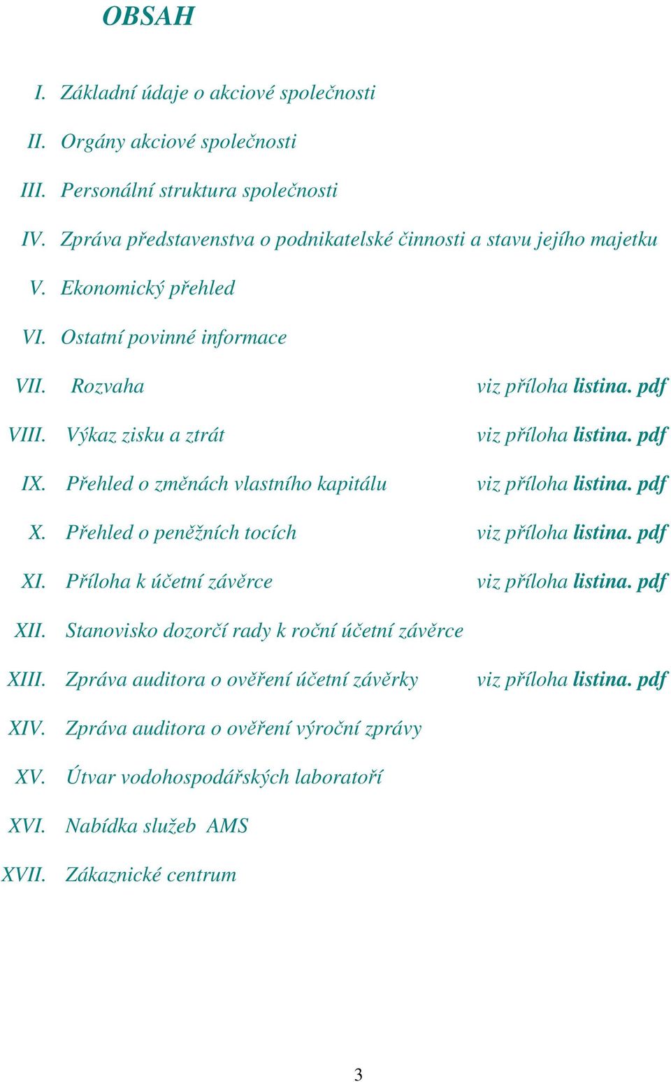 pdf viz příloha listina. pdf X. Přehled o peněžních tocích viz příloha listina. pdf XI. Příloha k účetní závěrce viz příloha listina. pdf XII.