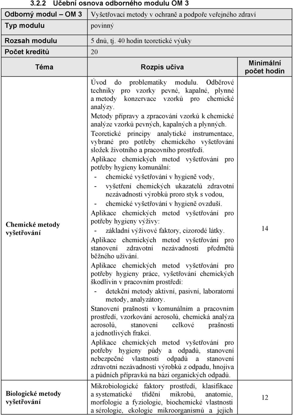 Odb rové techniky pro vzorky pevné, kapalné, plynné a metody konzervace vzork pro chemické analýzy. Metody p ípravy a zpracování vzork k chemické analýze vzork pevných, kapalných a plynných.