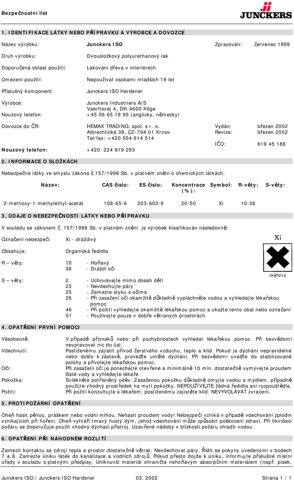 95 (anglicky, německy) Dovozce do ČR: HEMAX TRADING, spol. s r. o.