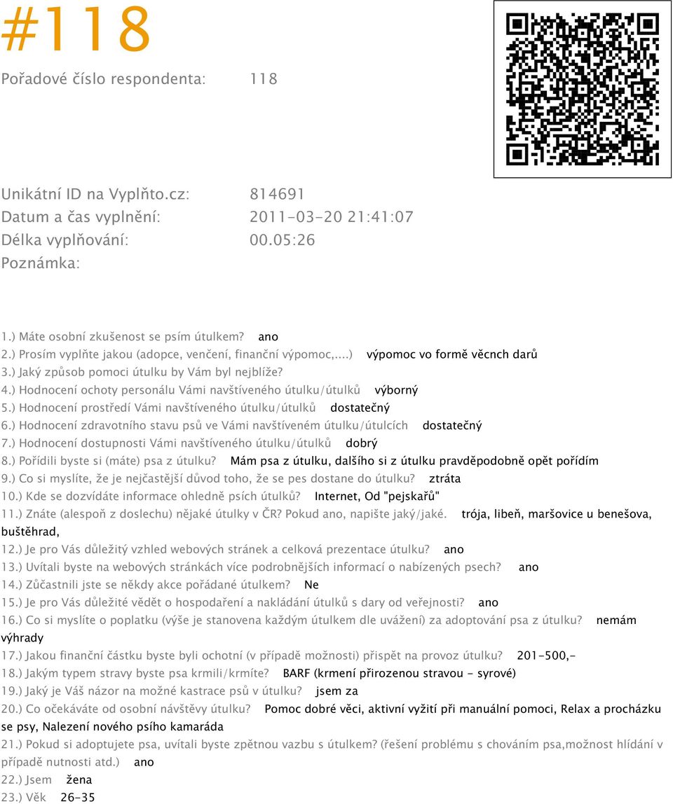 Mám psa z útulku, dalšího si z útulku pravděpodobně opět pořídím 9.) Co si myslíte, že je nejčastější důvod toho, že se pes dostane do útulku? ztráta 10.