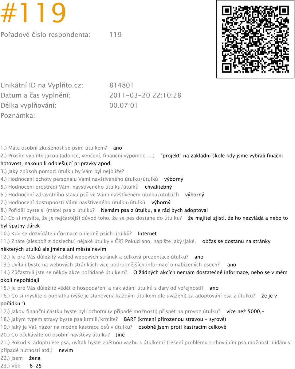 ) Pořídili byste si (máte) psa z útulku? Nemám psa z útulku, ale rád bych adoptoval 9.) Co si myslíte, že je nejčastější důvod toho, že se pes dostane do útulku?