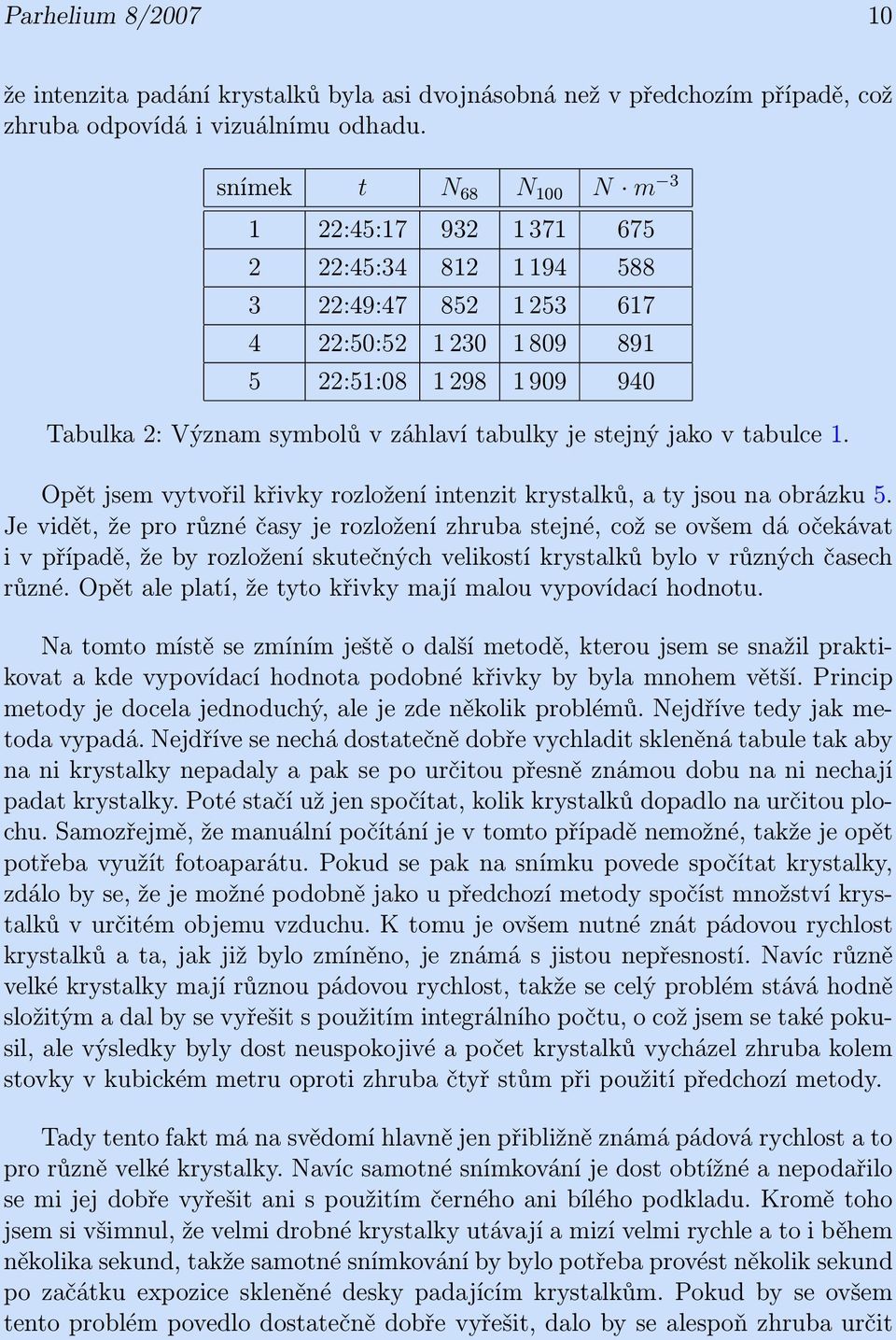 je stejný jako v tabulce 1. Opět jsem vytvořil křivky rozložení intenzit krystalků, a ty jsou na obrázku 5.