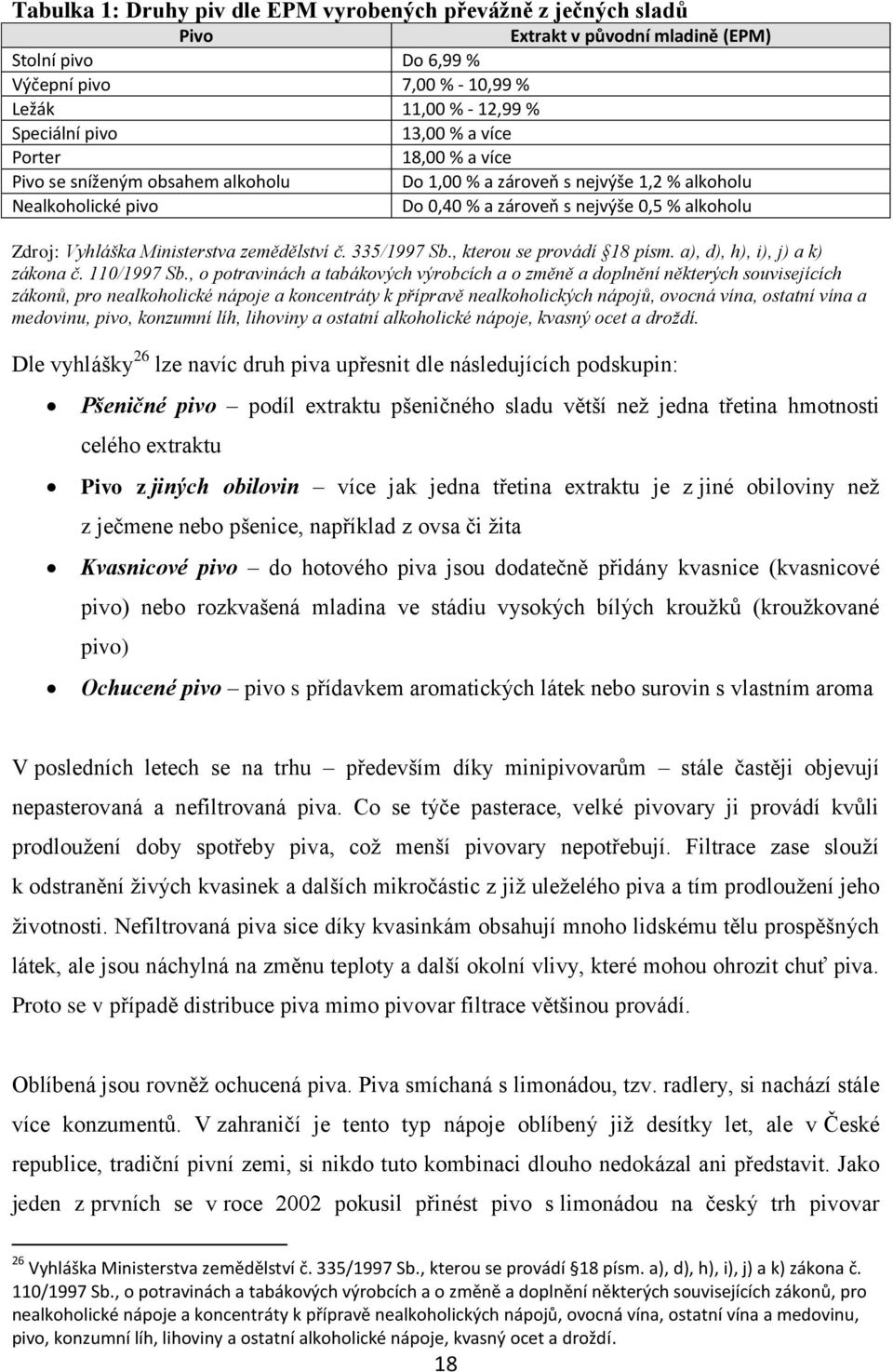 Ministerstva zemědělství č. 335/1997 Sb., kterou se provádí 18 písm. a), d), h), i), j) a k) zákona č. 110/1997 Sb.