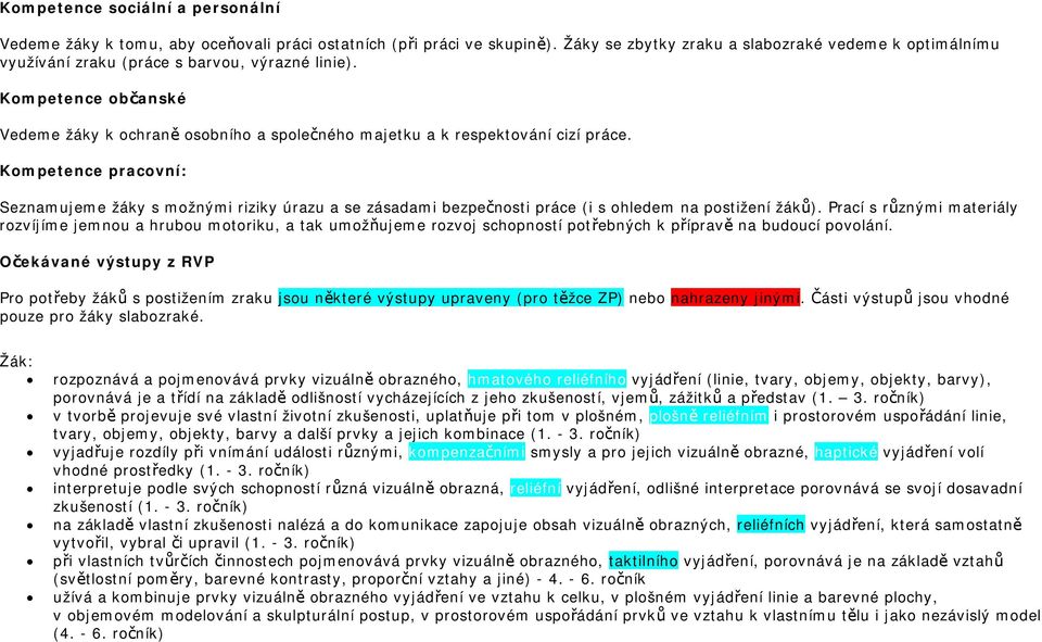 Kompetence občanské Vedeme žáky k ochraně osobního a společného majetku a k respektování cizí práce.