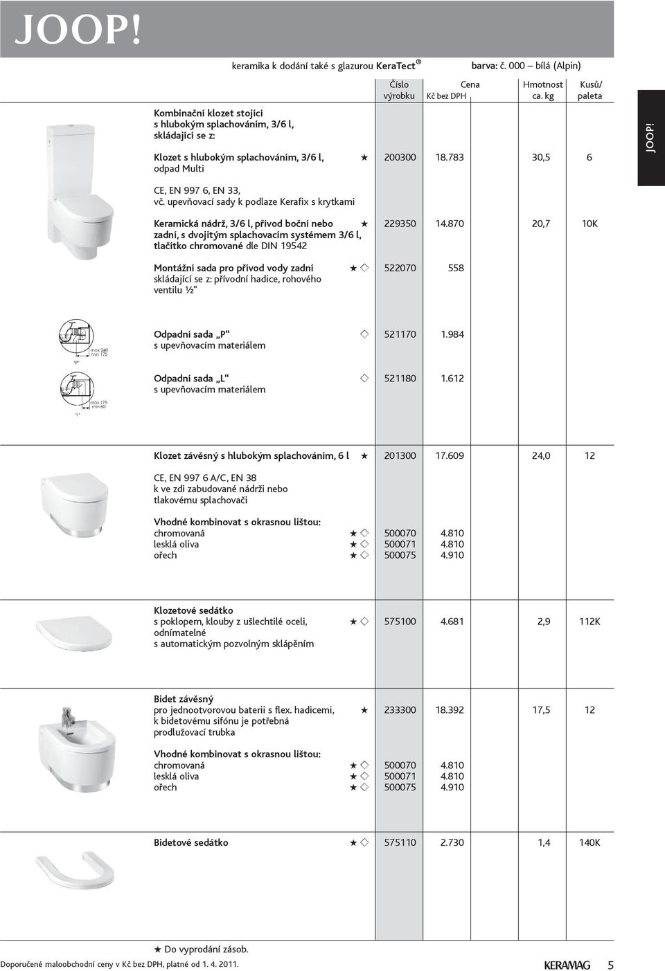 870 20,7 10K zadní, s dvojitým splachovacím systémem 3/6 l, tlačítko chromované dle DIN 19542 Montážní sada pro přívod vody zadní 522070 558 skládající se z: přívodní hadice, rohového ventilu ½"