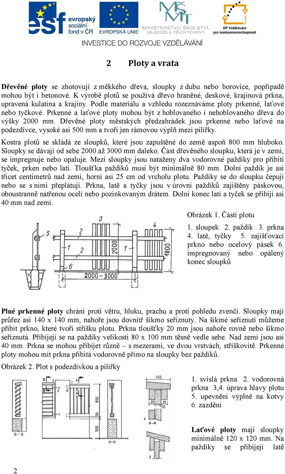 Prkenné a laťové ploty mohou být z hoblovaného i nehoblovaného dřeva do výšky 2000 mm.