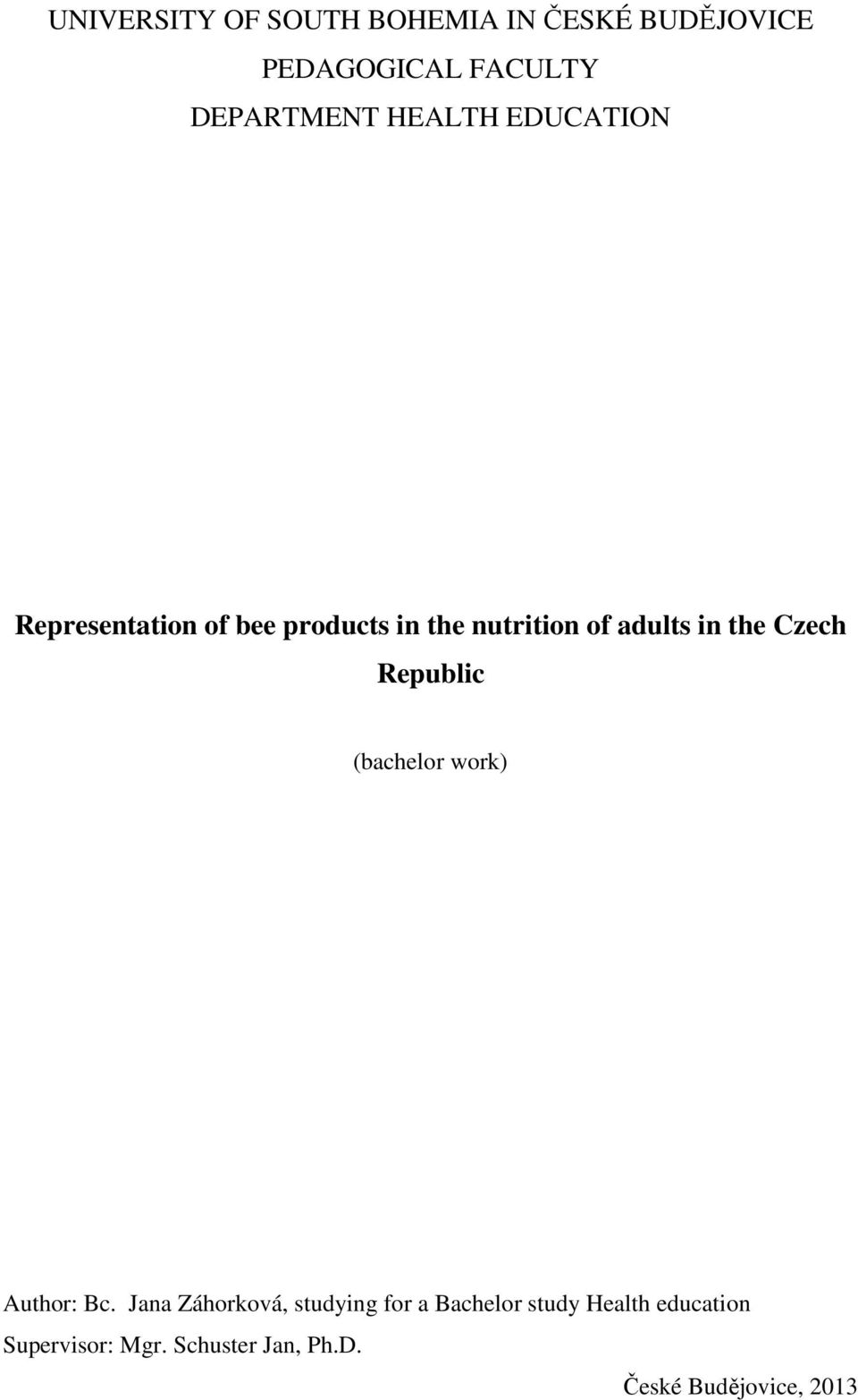 Czech Republic (bachelor work) Author: Bc.