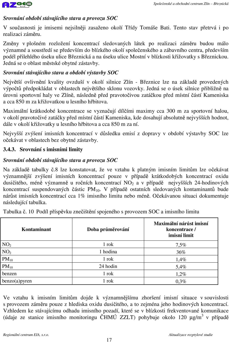 úseku ulice Březnická a na úseku ulice Mostní v blízkosti křižovatky s Březnickou. Jedná se o oblast městské obytné zástavby.