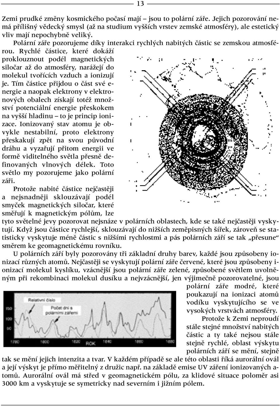 Rychlé ãástice, které dokáïí proklouznout podél magnetick ch siloãar aï do atmosféry, naráïejí do molekul tvofiících vzduch a ionizují je.