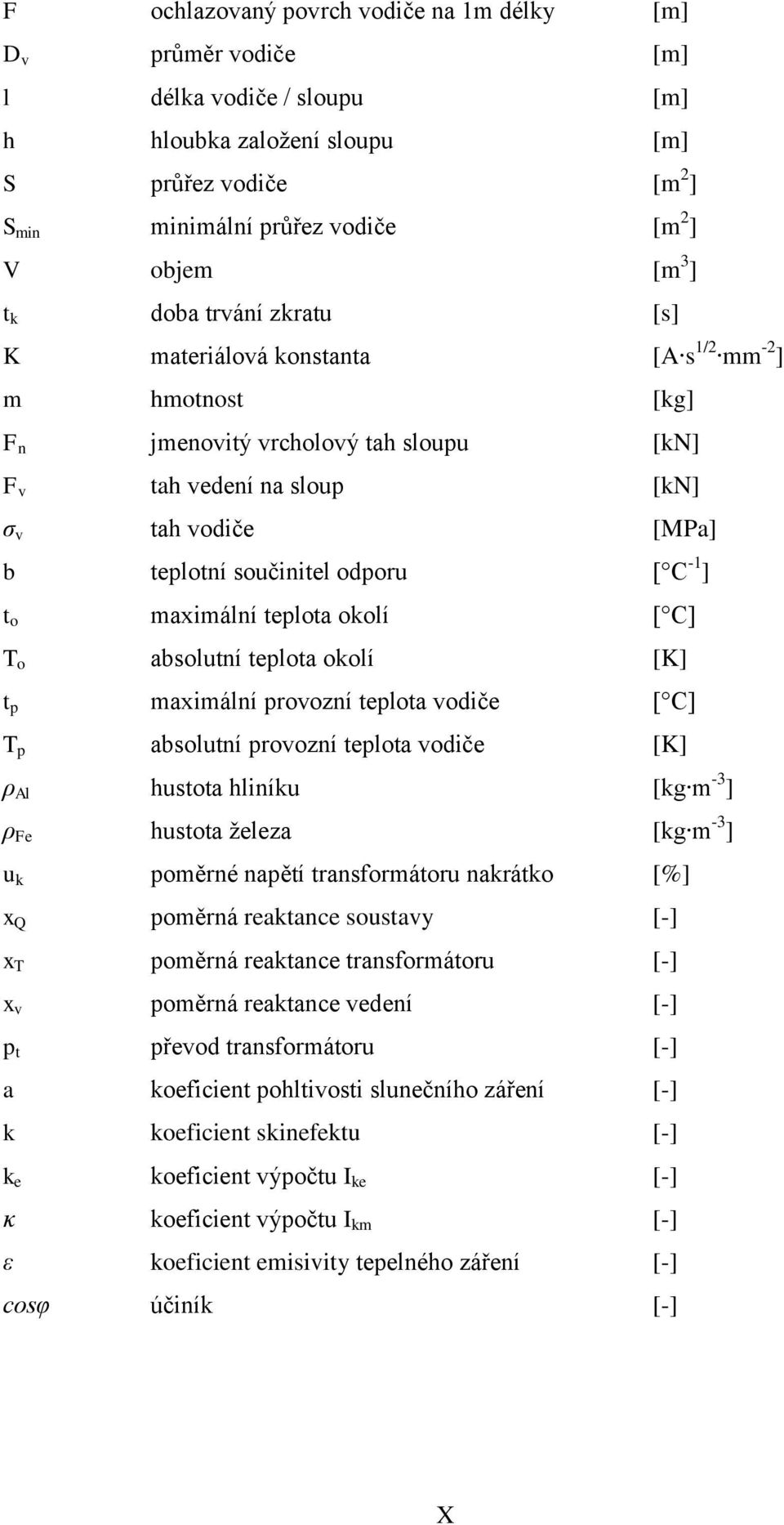 odporu [ C -1 ] t o maximální teplota okolí [ C] T o absolutní teplota okolí [K] t p maximální provozní teplota vodiče [ C] T p absolutní provozní teplota vodiče [K] ρ Al hustota hliníku [kg m -3 ] ρ