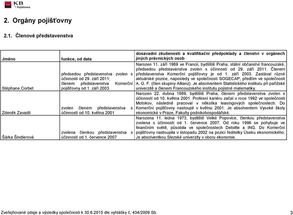 července 2007 dosavadní zkušenosti a kvalifikační předpoklady a členství v orgánech jiných právnických osob Narozen 11.