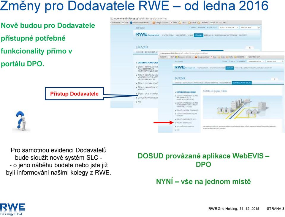 Přístup Dodavatele Pro samotnou evidenci Dodavatelů bude sloužit nově systém SLC - -o jeho