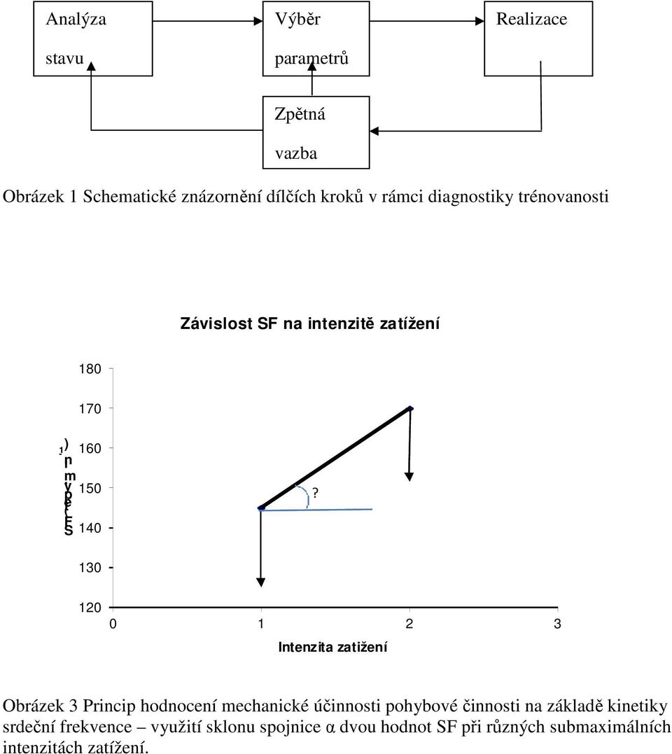 130 120 0 1 2 3 Intenzita zatižení Obrázek 3 Princip hodnocení mechanické účinnosti pohybové činnosti na