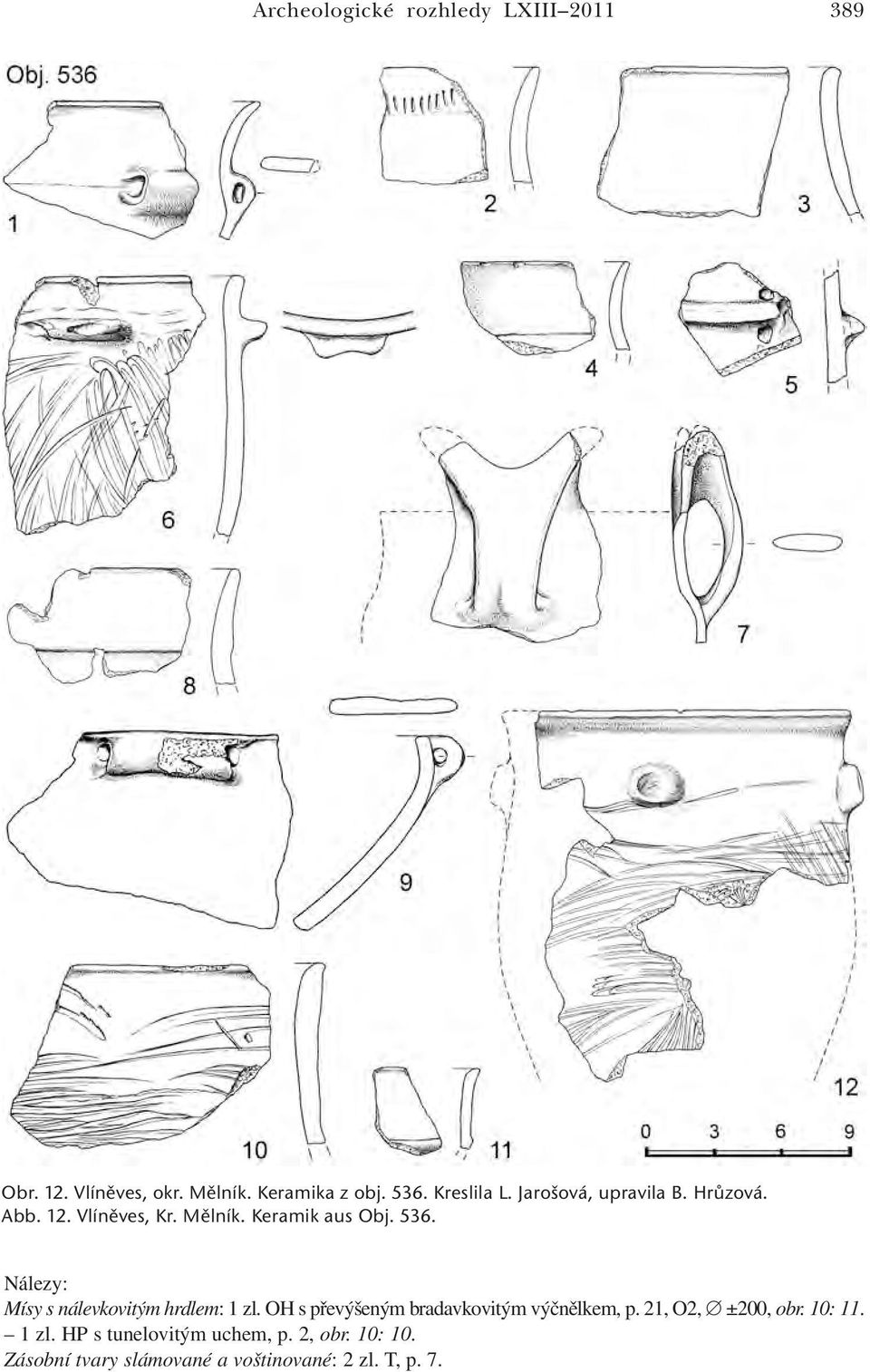Nálezy: Mísy s nálevkovitým hrdlem: 1 zl. OH s převýšeným bradavkovitým výčnělkem, p.