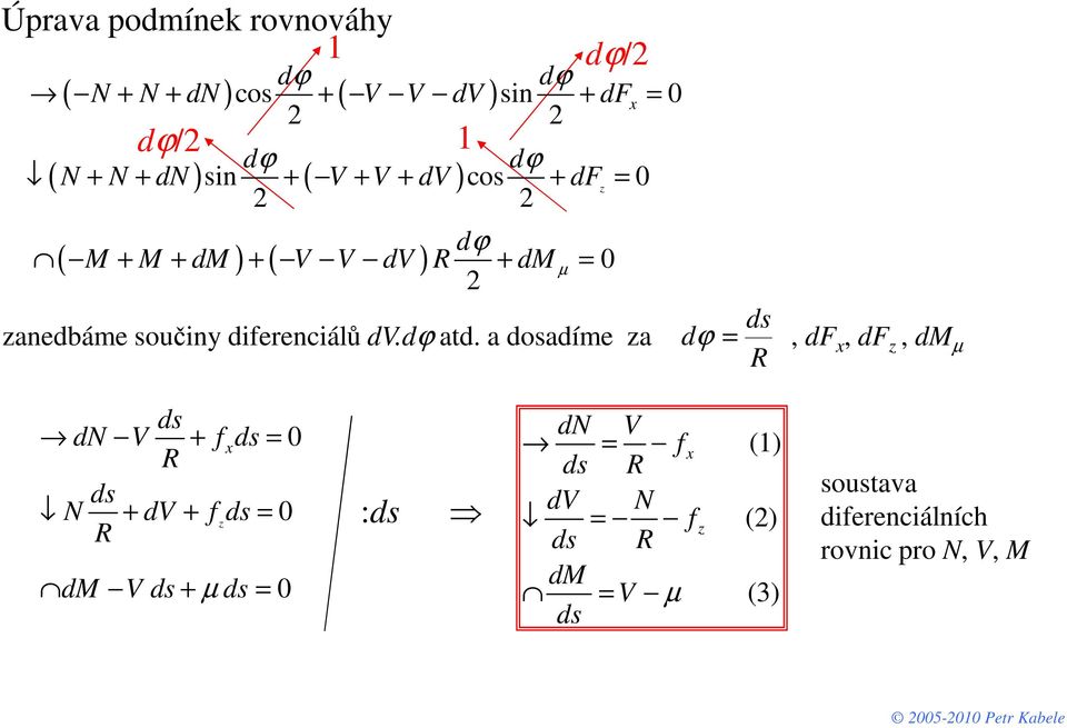 atd. a dosadíme a d ϕ =, df x, df, dm µ R dn V x = 0 R N dv = 0 R dm V µ = 0 : dn V = x