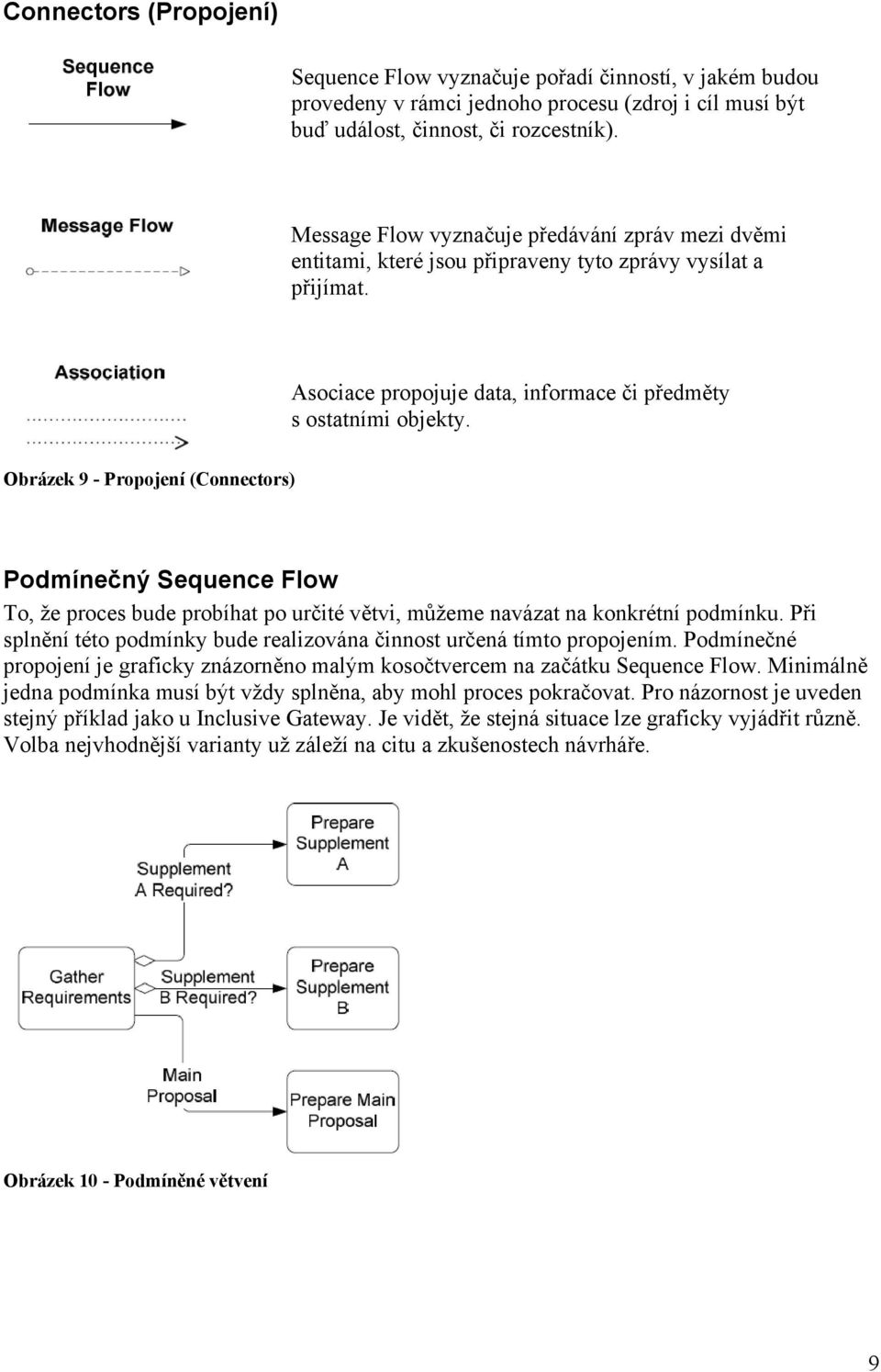 Obrázek 9 - Propojení (Connectors) Podmínečný Sequence Flow To, že proces bude probíhat po určité větvi, můžeme navázat na konkrétní podmínku.