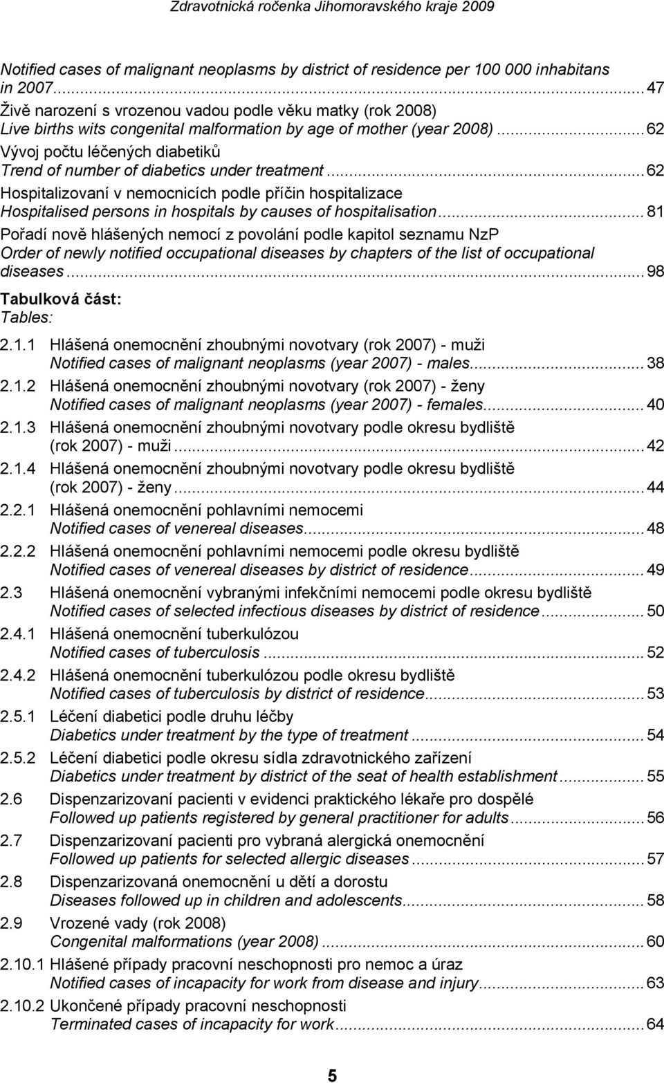 ..62 Vývoj počtu léčených diabetiků Trend of number of diabetics under treatment.