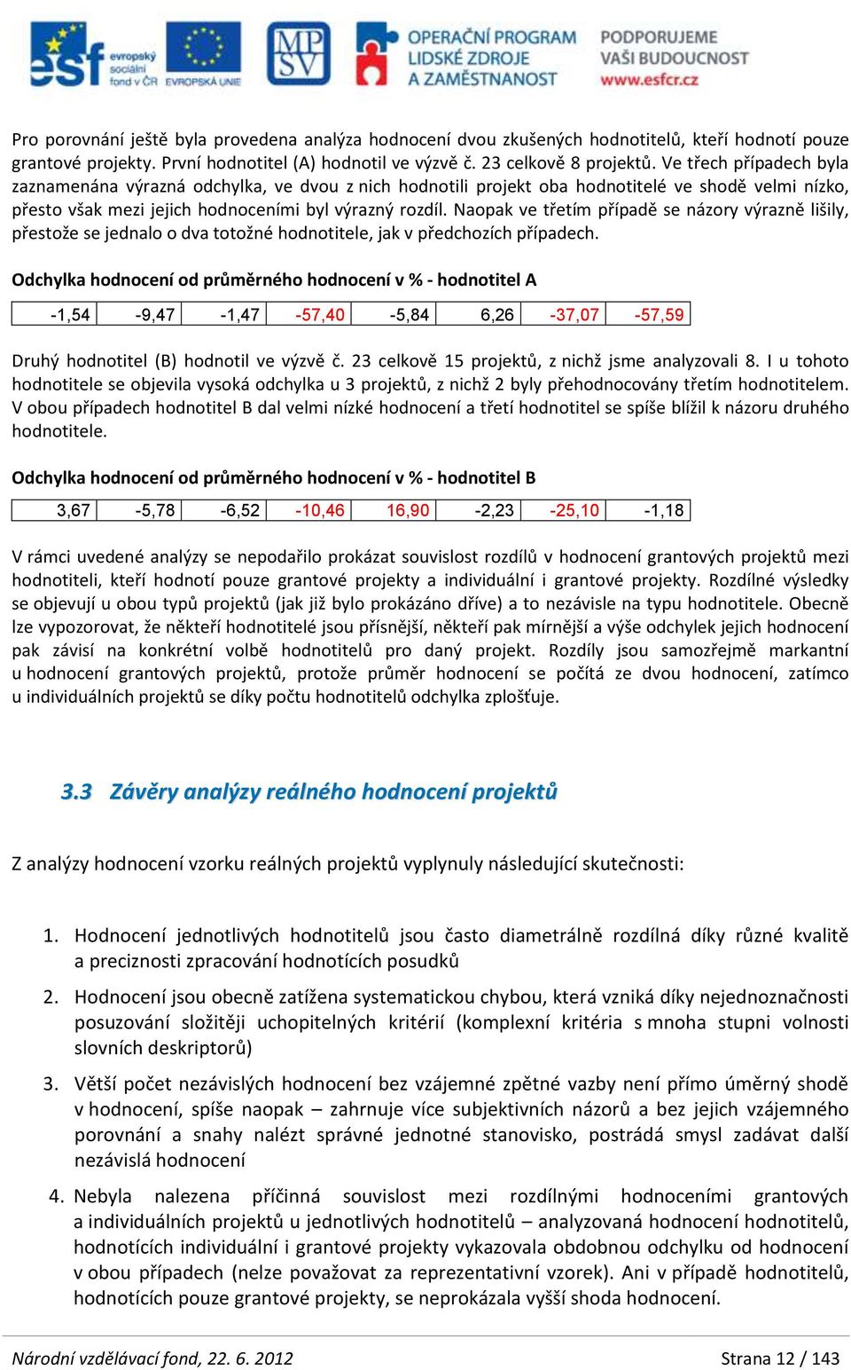 Naopak ve třetím případě se názory výrazně lišily, přestože se jednalo o dva totožné hodnotitele, jak v předchozích případech.