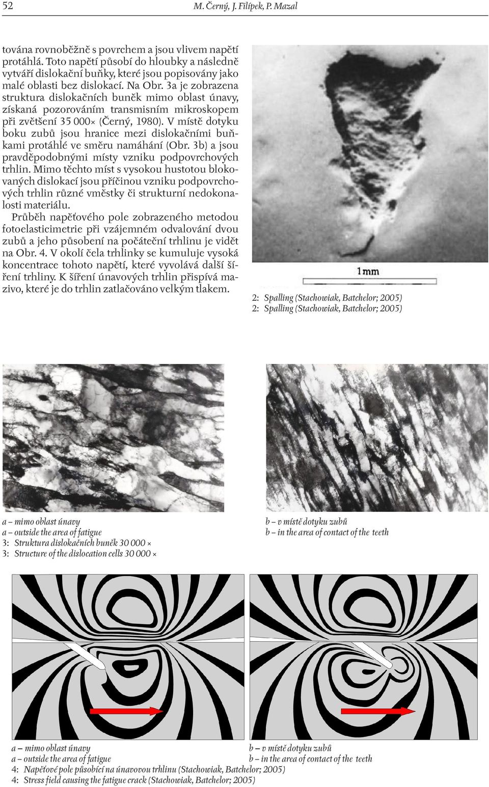 3a je zobrazena struktura dislokačních buněk mimo oblast únavy, získaná pozorováním transmisním mikroskopem při zvětšení 35 000 (Černý, 1980).