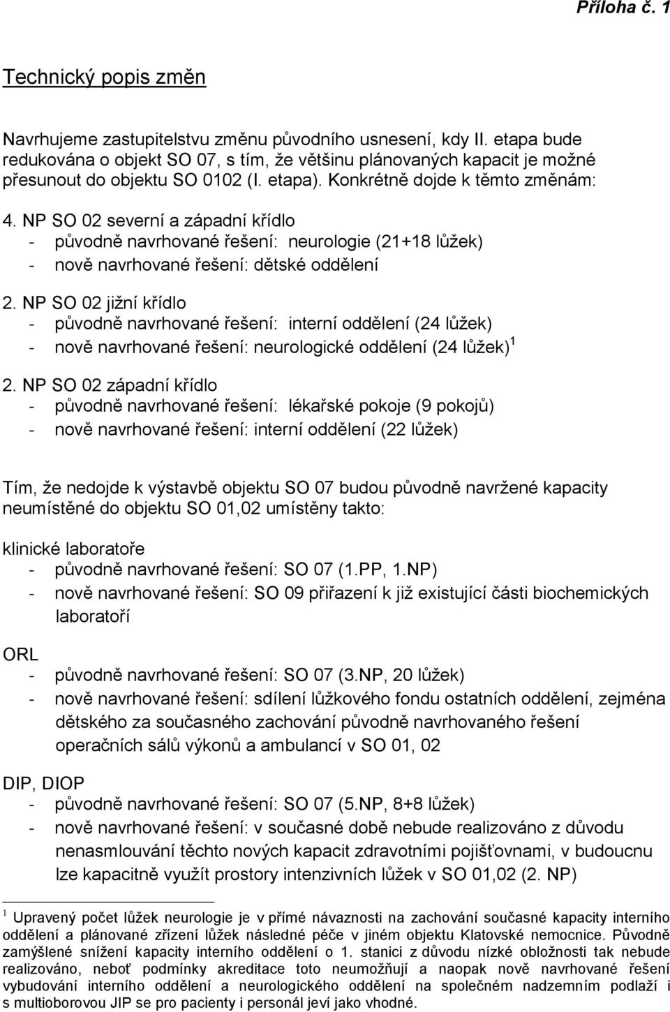 NP SO 02 severní a západní křídlo - původně navrhované řešení: neurologie (21+18 lůžek) - nově navrhované řešení: dětské oddělení 2.