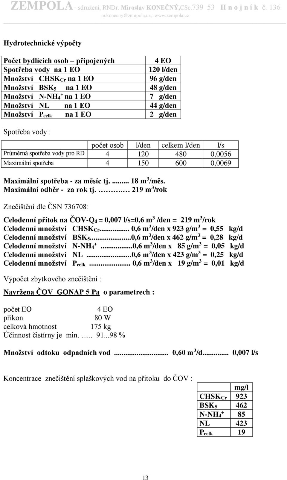 spotřeba - za měsíc tj.... 18 m 3 /měs. Maximální odběr - za rok tj.